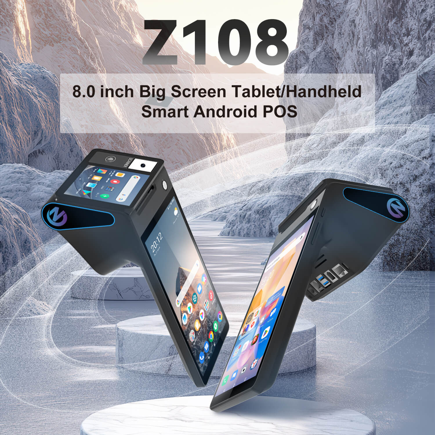 ZCS Z108 terminal Android POS de doble pantalla de 8 pulgadas